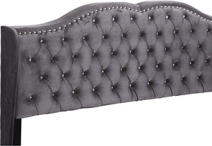 Gray Micro Suede King Upholstered Bed - EK CHIC HOME