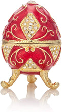 Load image into Gallery viewer, Hand Painted Enameled Small Faberge Egg Style Decorative Hinged Jewelry Trinket Box - EK CHIC HOME