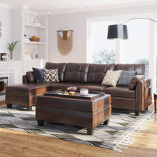 Load image into Gallery viewer, Convertible Sectional Sofa Couch Faux Leather L Shaped - EK CHIC HOME