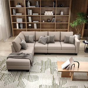 Reversible Sectional Sofa Set, Modern L-Shaped - EK CHIC HOME