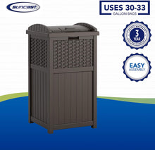 Load image into Gallery viewer, 33 Gallon Hideaway Can Resin Outdoor Trash with Lid Use - EK CHIC HOME