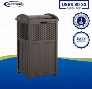 33 Gallon Hideaway Can Resin Outdoor Trash with Lid Use - EK CHIC HOME