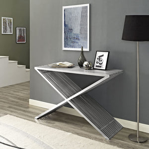 Press Contemporary Modern Stainless Steel Console Table - EK CHIC HOME