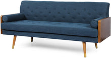 Load image into Gallery viewer, Mid-Century Modern Tufted Fabric Sofa, Navy Blue - EK CHIC HOME