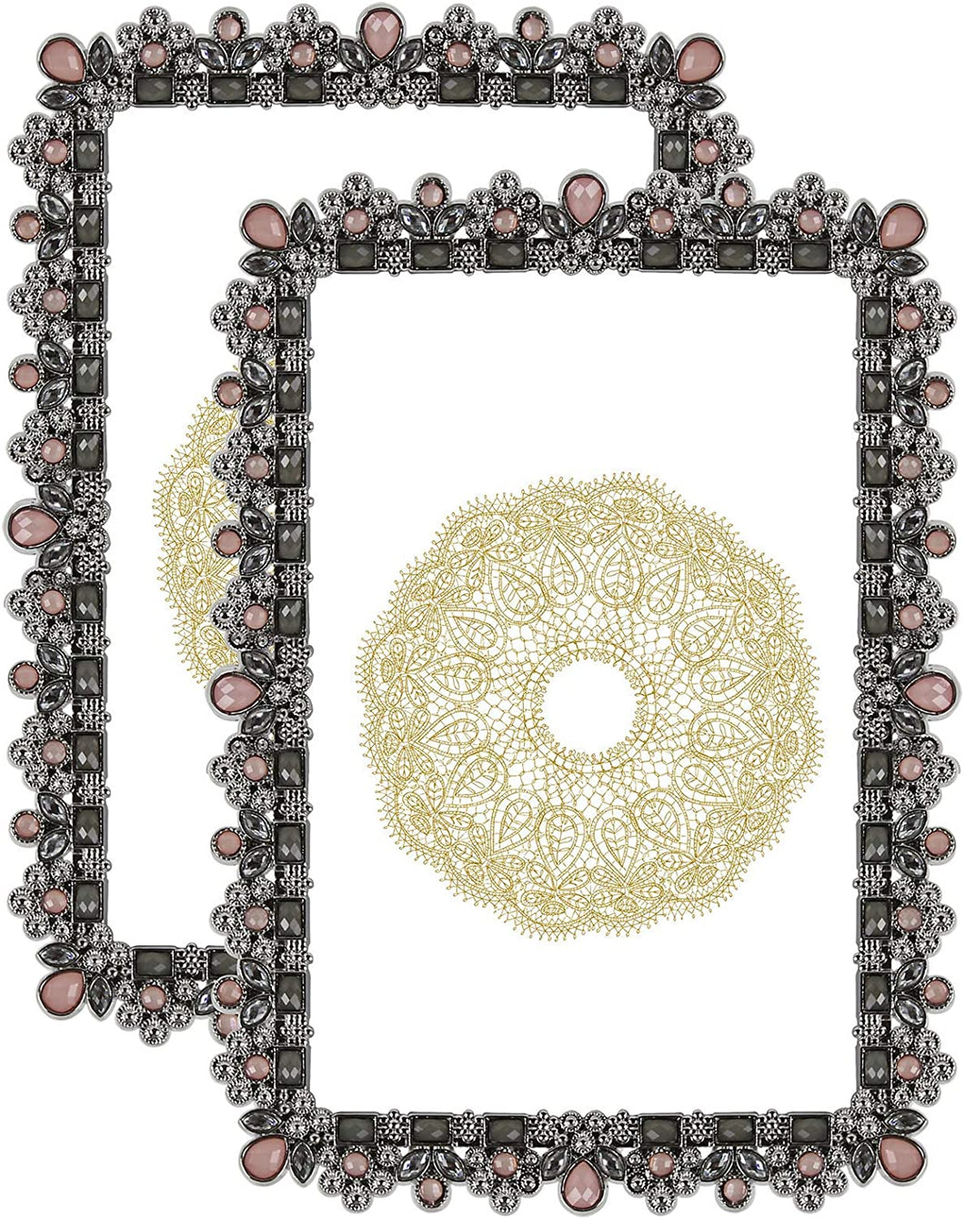 Parisian Jeweled Decorative Metal Picture Frame For 5” x 7” (2 Pack) - EK CHIC HOME