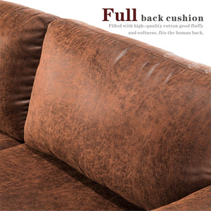 Suede Fabric Sofa 3-Seat L-Shape Sectional Sofa Couch Set w/Chaise (Dark Brown) - EK CHIC HOME