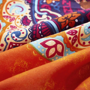 Mandala Comforter Set, Orange Bohemian Boho Chic Medallion - EK CHIC HOME