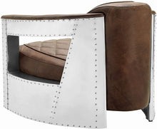 Load image into Gallery viewer, Riveted Metal Frame Brown Leather Chair - EK CHIC HOME