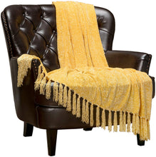 Load image into Gallery viewer, Chenille Velvety Texture Decorative Throw Blanket with Tassels (50x65) - EK CHIC HOME