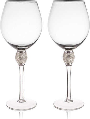 Set of 2 Wine Glasses - Rhinestone
