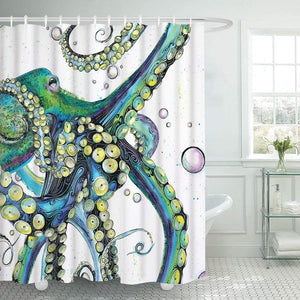 Octopus Shower Curtains Durable Fabric Bath Curtain Waterproof - EK CHIC HOME