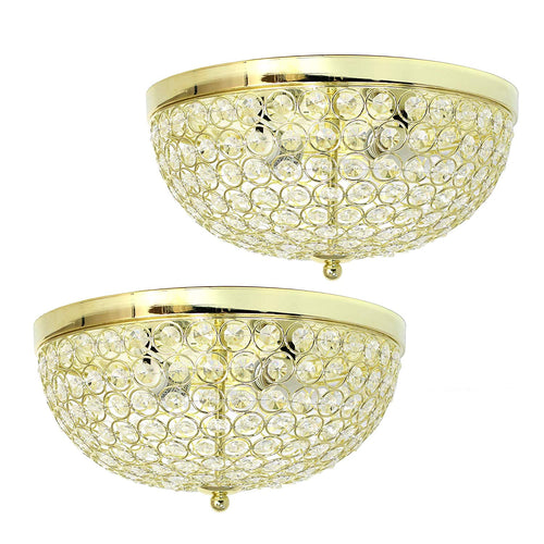 2PK Elipse Crystal Flush Mount Ceiling Light 2 Pack Flushmount, - EK CHIC HOME