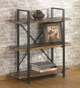 Furniture 2-Tier Rustic Wood and Metal Bookshelves, Industrial Style Bookcases Furniture - EK CHIC HOME