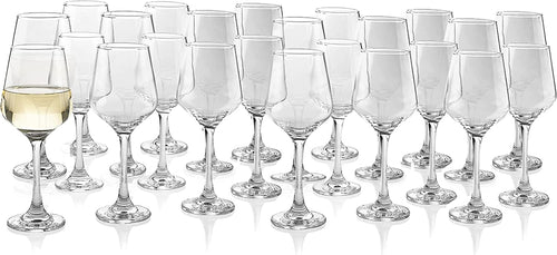 24 Premium Wine Glasses 14 Ounce - Clear Classic Wine Glass with Stem - EK CHIC HOME