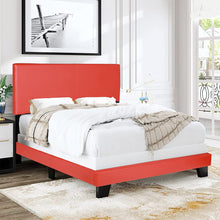 Load image into Gallery viewer, Faux Leather Upholstered Full Panel Bed in Red - EK CHIC HOME