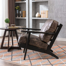 Load image into Gallery viewer, Mid-Century PU Leather Accent Chair with Solid Wood Frame - EK CHIC HOME