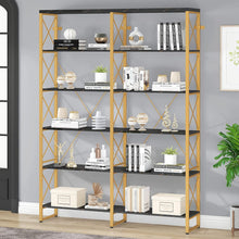 Load image into Gallery viewer, Double Wide 6-Tier Bookshelf 80.7” H, Industrial Display Shelves - EK CHIC HOME