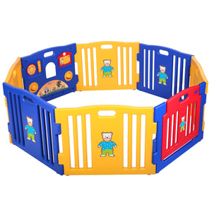 Baby Playpen 8 Panel Foldable  Kids Play Center Yard Indoor Outdoor - EK CHIC HOME