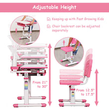 Load image into Gallery viewer, Height Adjustable Kids Desk Chair Set w/Lamp &amp; Bookstand Pink - EK CHIC HOME