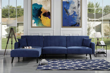 Load image into Gallery viewer, Upholstered Mid Century Linen Fabric Futon Sectional Sofa, 112&quot; W inches - EK CHIC HOME