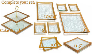Set of 4 Elegant Tempered Glass Dinner Plates Square - EK CHIC HOME