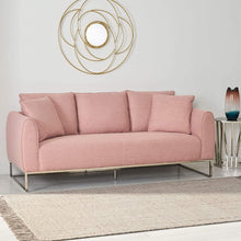 Load image into Gallery viewer, Modern Fabric 3 Seater Sofa, Light Blush and Silver - EK CHIC HOME