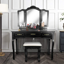 Load image into Gallery viewer, Vanity Beauty Station,Large 7 Drawers Makeup Dress Table with Cushioned Stool Set - EK CHIC HOME