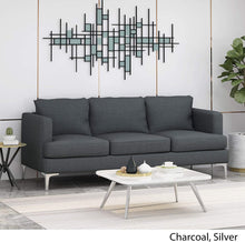 Load image into Gallery viewer, Modern Fabric 3 Seater Sofa, Charcoal and Silver - EK CHIC HOME