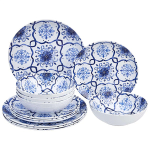 12-Piece Melamine Dinnerware Set - Service for 4 - EK CHIC HOME