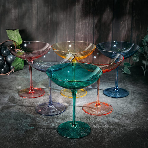 Colored Vintage Glass Coupes 12oz - EK CHIC HOME