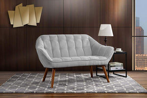 Couch for Living Room, Tufted Linen Fabric Love Seat - EK CHIC HOME