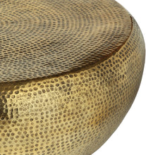 Load image into Gallery viewer, Modern Round Hammered Metal Antique Gold Coffee Table - EK CHIC HOME
