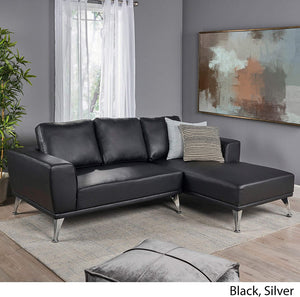 Modern Fabric Chaise Sectional, Black - EK CHIC HOME