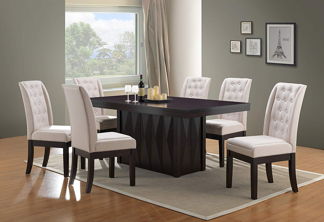 7-Piece Rectangular Dinette Dining Room Set, Table & 6 Chairs, Walnut - EK CHIC HOME