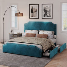 Load image into Gallery viewer, Queen Size Bed Frame with 4 Storage Drawers and Headboard - EK CHIC HOME