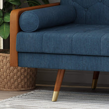 Load image into Gallery viewer, Mid-Century Modern Tufted Fabric Sofa, Navy Blue - EK CHIC HOME