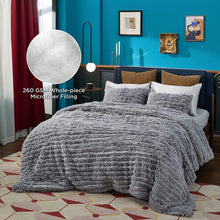 Load image into Gallery viewer, Fluffy Comforter Queen Set 3 Pieces - Fuzzy Stripes Design - EK CHIC HOME