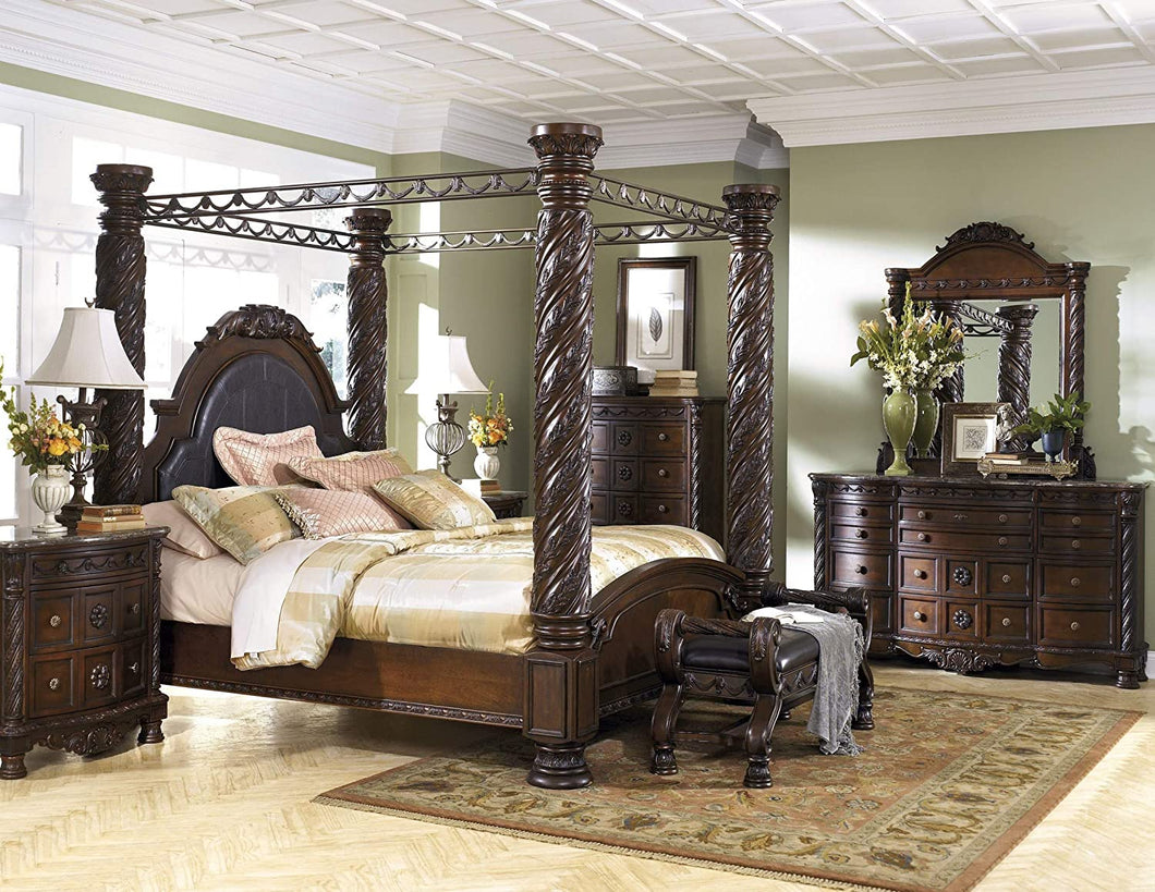 6 Piece Canopy Bedroom Set in King or California King (King) - EK CHIC HOME