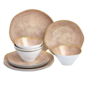 12-Piece Melamine Dinnerware Set - Service for 4 - EK CHIC HOME