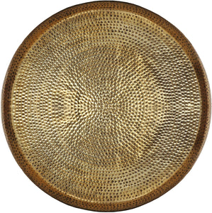 Modern Round Hammered Metal Antique Gold Coffee Table - EK CHIC HOME