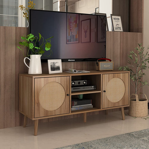 Farmhouse  TV Stand for TVs Up to 52 Inch, Modern Storage Cabinet - EK CHIC HOME