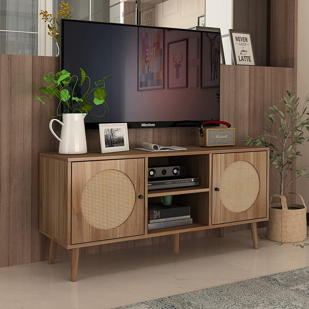 Farmhouse  TV Stand for TVs Up to 52 Inch, Modern Storage Cabinet - EK CHIC HOME