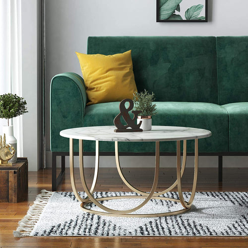 CHIC Coffee Table, White Marble/Gold - EK CHIC HOME