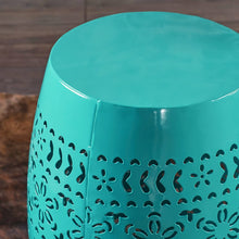 Load image into Gallery viewer, Lace Cut Teal Iron Accent Table - EK CHIC HOME