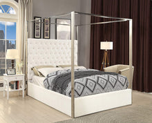 Load image into Gallery viewer, Contemporary Velvet Upholstered Bed with Chrome Canopy - EK CHIC HOME