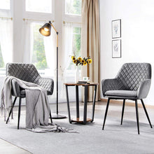 Load image into Gallery viewer, Dining  Velvet Armchairs Steel Legs Upholstered Gray, 6PCS - EK CHIC HOME