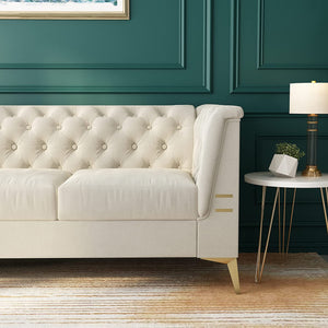 Velvet Fabric Sofa, 82.68" Wx30.51 Dx30.9 H,3 Seat - EK CHIC HOME