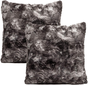 Super Soft Fuzzy Faux Fur Throw Pillow Cover 18x18 Inches 2-Pack - EK CHIC HOME