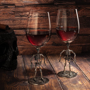 Stemmed Skeleton Wine Glass Set of 2 - EK CHIC HOME