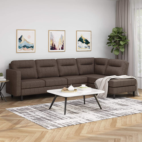 Modern Fabric Upholstered 4 Seater Sectional Sofa with Chaise Lounge - EK CHIC HOME